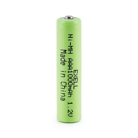 Exell Battery 1.2V NIMH AAA 1000mAh Rechargeable Button Top Battery EBC-526